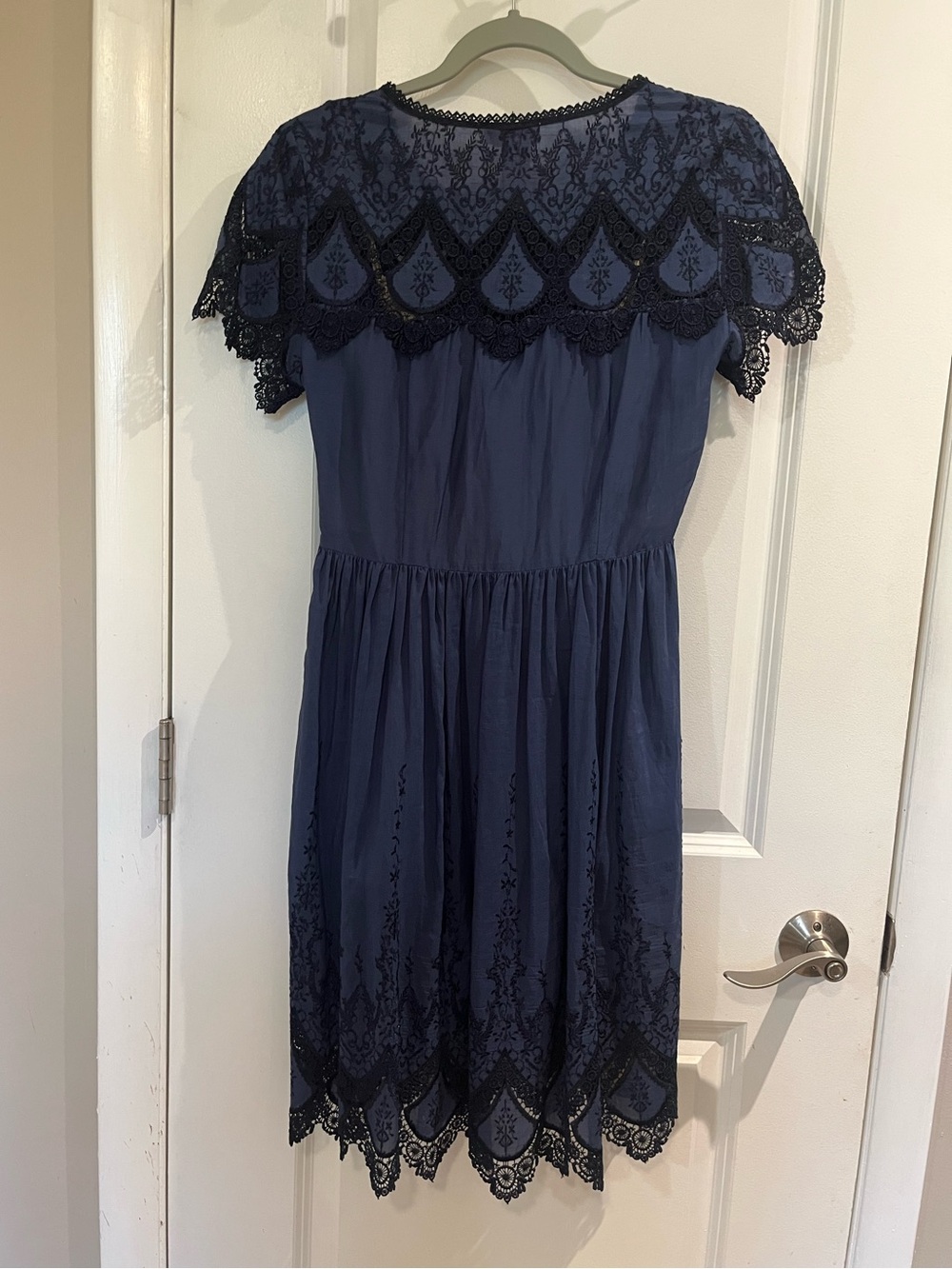 Collette by Collette Dinnigan Blue Lace Inset Midi Dress Sz XXS Dark Romantic - Picture 2 of 14